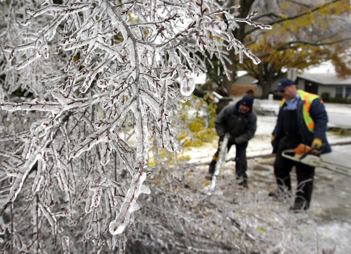 An ice storm hit the Dallas region Friday, knocking out power lines, freezing roads over and leaving behind ice that continues to affect the area.