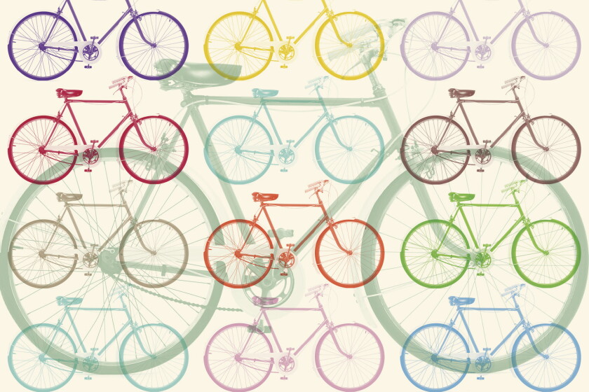 illustration of different colored bicycles