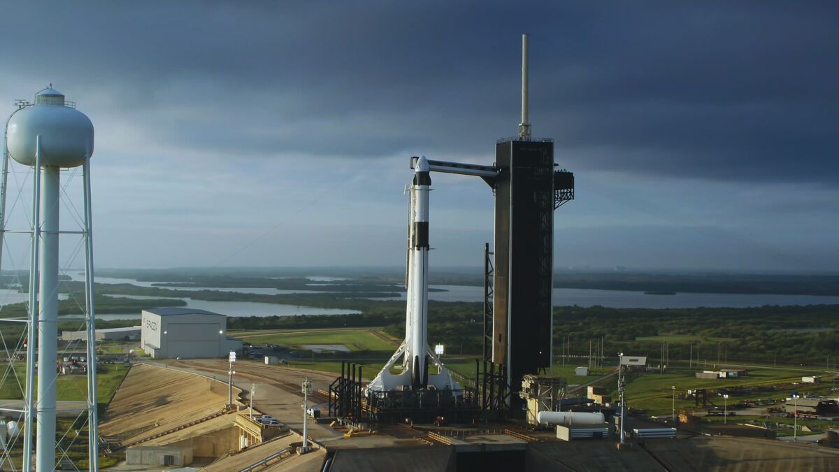 A rocket on the launchpad in the documentary “Return to Space.”