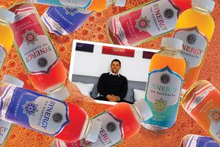 Photo illustration of a photograph of GT Dave surrounded by bottles of Kombucha
