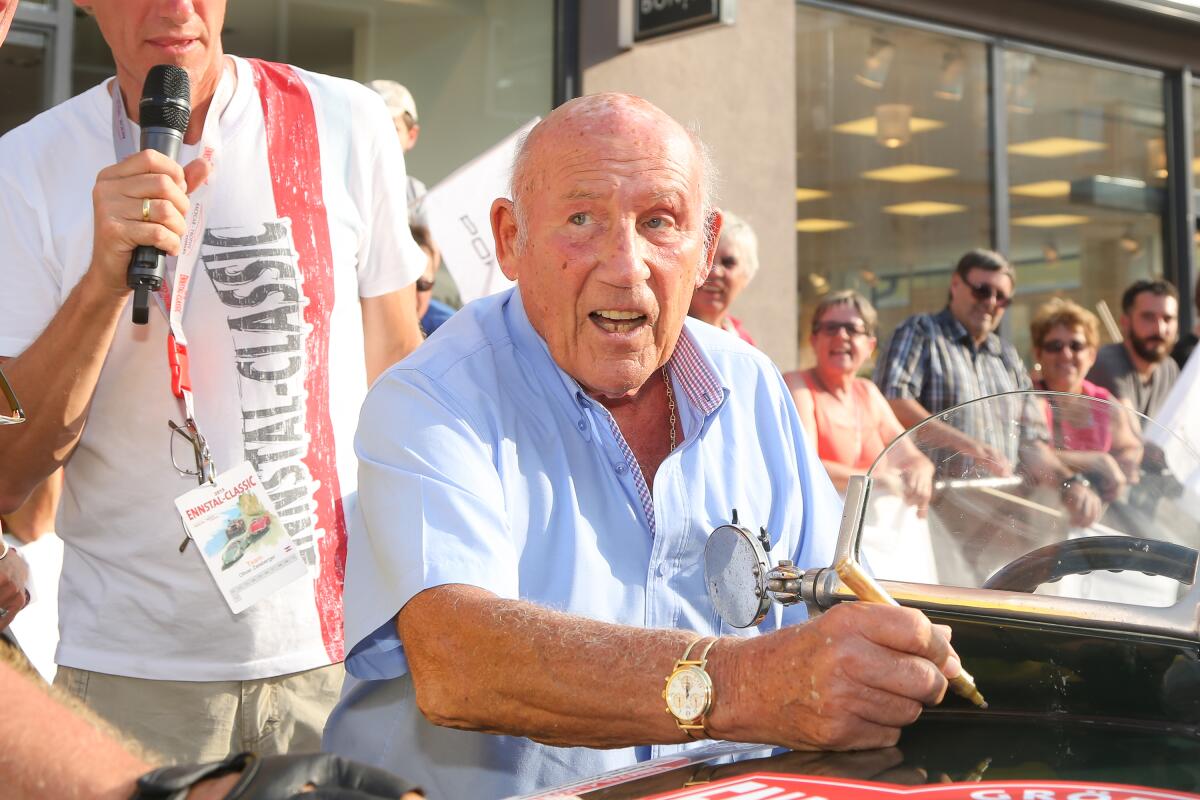 Stirling Moss at a classic-car event in Austria in July 2015.