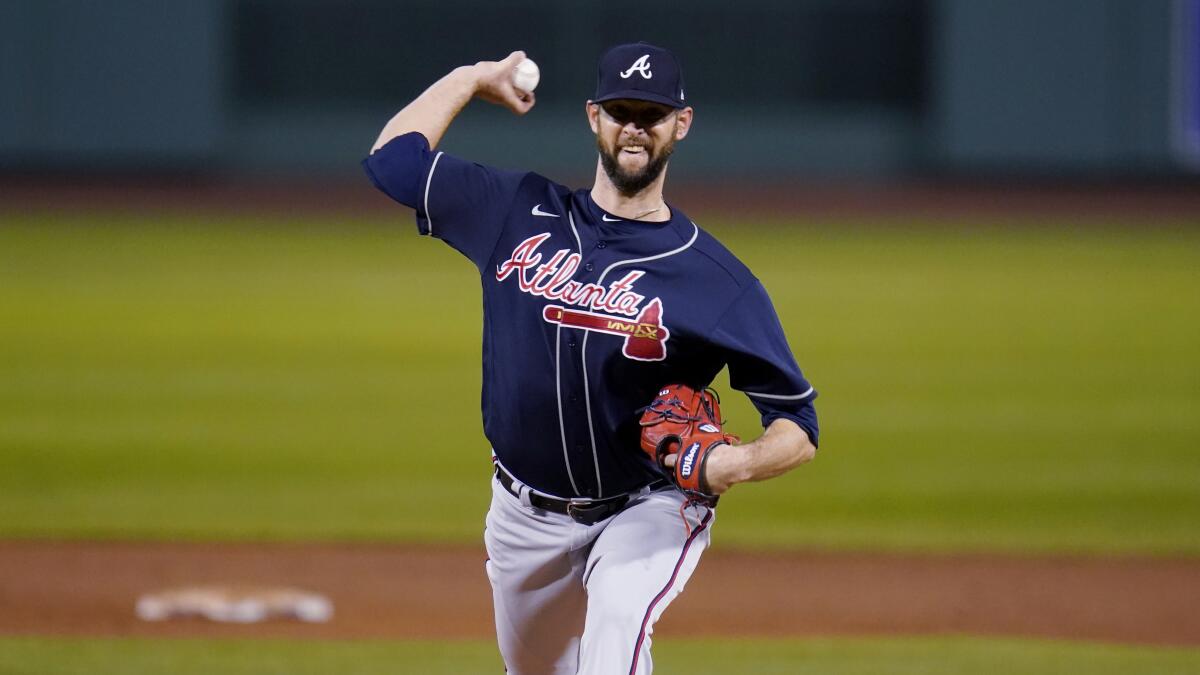 Atlanta Braves relief pitcher Chris Martin delivers during a game against the Boston Red Sox on Aug. 31.