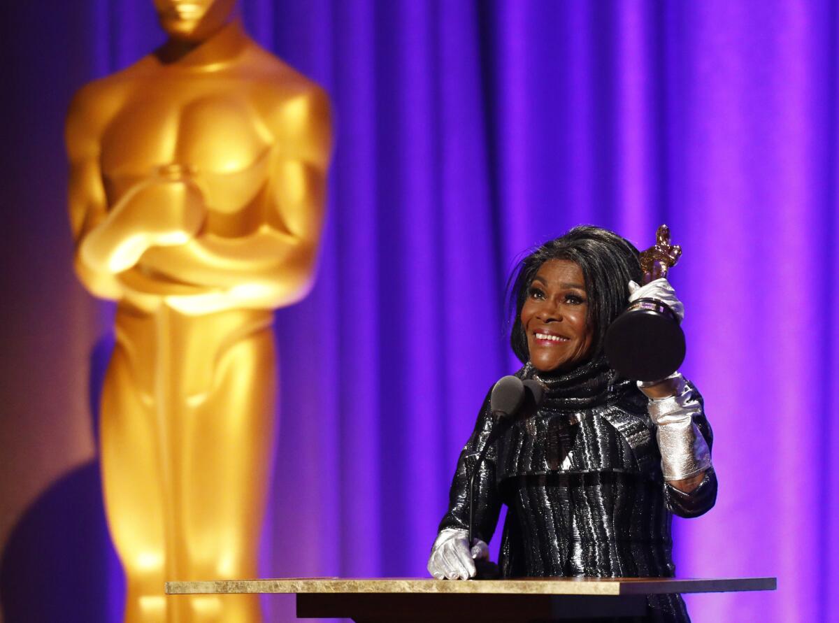 Actress Cicely Tyson accepts her Oscar at the 10th Governors Awards on Sunday.