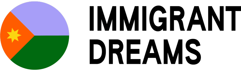 In an increasingly pessimistic era, immigrants espouse a hallmark American trait — optimism 3 A moving Immigrant Dreams logo with a flag/pie chart icin