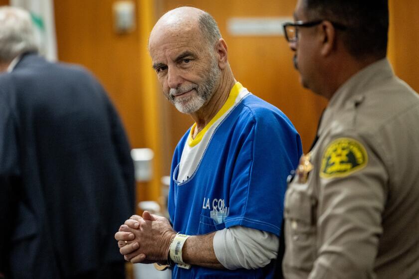Van Nuys, CA - July 25: Jeffrey Cooper, Hollywood architect and film academy member, enters the courtroom before he was sentenced to eight years in state prison for child molestation, after being found guilty by a jury in May of three counts of child molestation, at the Van Nuys Courthouse in Van Nuys, CA, Monday, July 25, 2022. (Jay L. Clendenin / Los Angeles Times)
