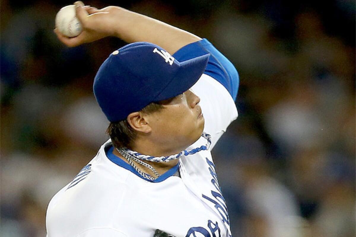 Hyun-Jin Ryu held San Diego to one run on eight hits through 6 1/3 innings while striking out three batters. Ryu also went 1-for-3 at the plate with a run batted in and a run scored in the Dodgers' 9-2 victory over the Padres.