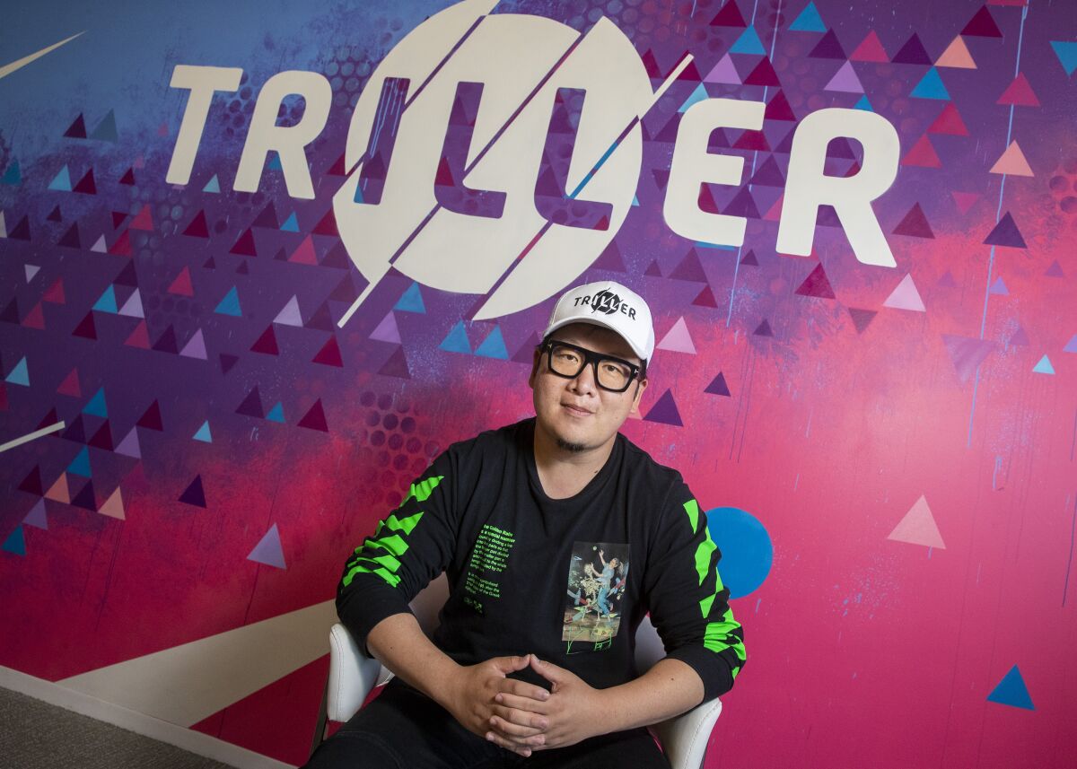 Triller CEO Mike Lu at Triller's office in Century City. 