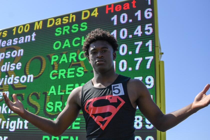 Rodrick Pleasant of Gardena won the Division 4 100 in 10.16 seconds, the second fastest all-time.