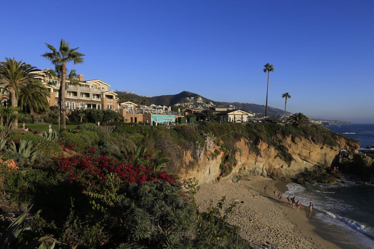 An exterior view of the five star Montage Laguna Beach resort.
