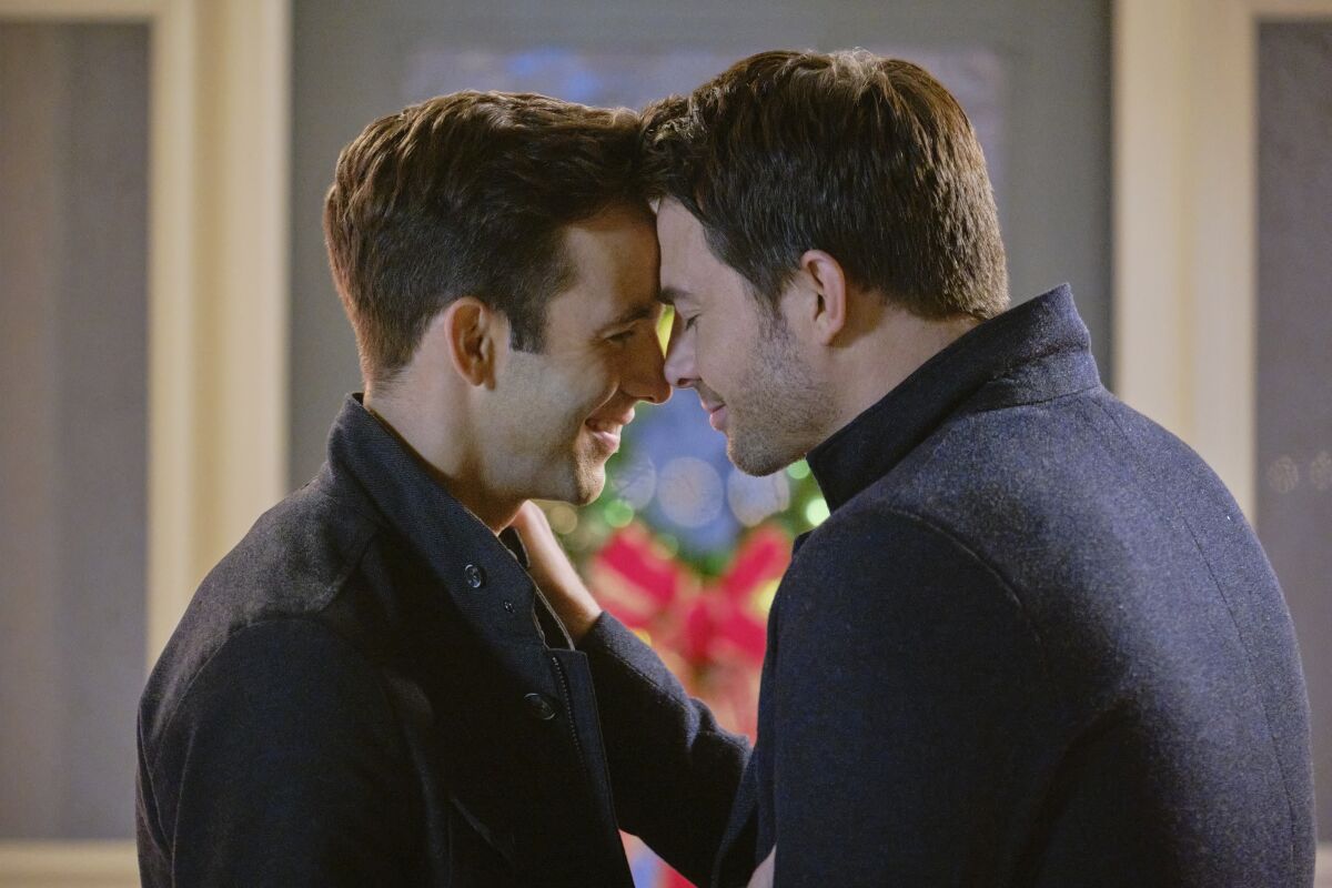 Brad Harder and Jonathan Bennett in the Hallmark Channel's "The Christmas House."