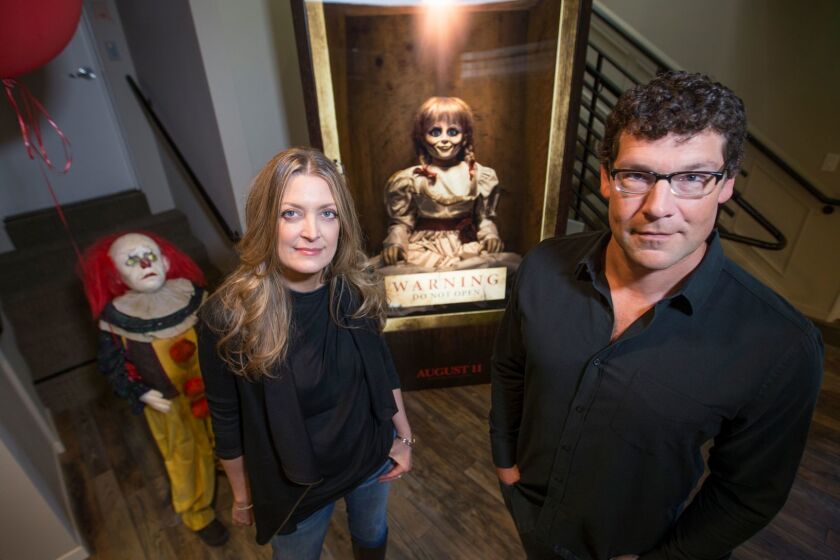 BURBANK, CALIF. -- TUESDAY, AUG. 29, 2017: New Line Cinema's leaders Richard Brener and Carolyn Blackwood are photographed at their office at Warner Bros. Tuesday, Aug. 29, 2017. Warner Bros. subsidiary New Line Cinema, which has been on a strong run lately because of hit horror films from the "Conjuring" series, and set to build on that with its adaptation of Stephen King's "It." (Allen J. Schaben / Los Angeles Times)