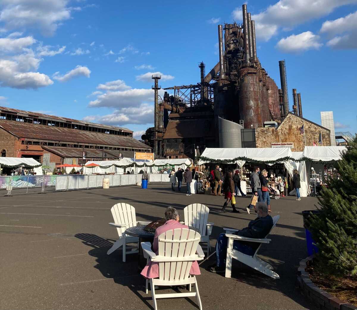 More than 50 vendors participated in Christkindlmarkt, which was held outdoors near the Bethlehem Steel blast furnace.