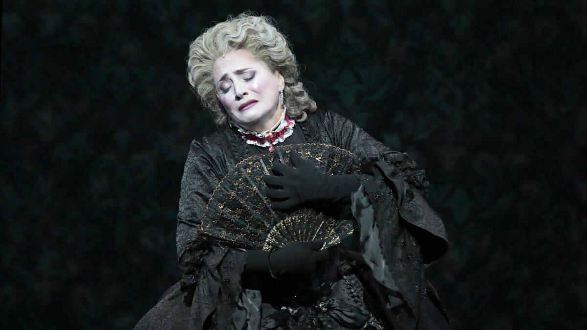 Patricia Racette as Marie Antoinette in Los Angeles Opera's 2015 production of John Corigliano's "The Ghosts of Versailles" at the Dorothy Chandler Pavilion.