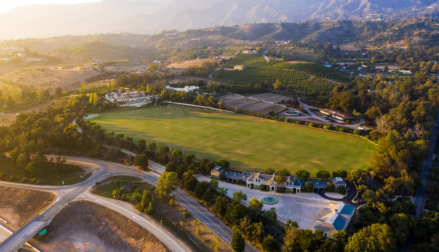 The 20-acre spread includes a regulation polo field, a driving range and a series of structures combining for 43,000 square feet.