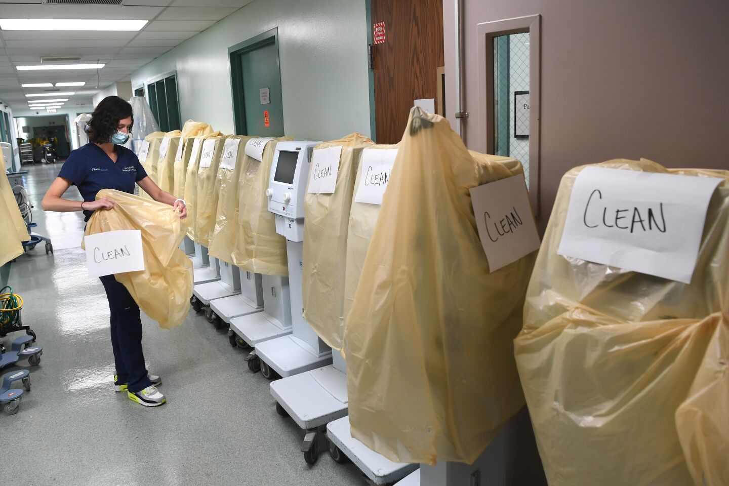 Dr. Jamie Taylor checks the ventilators at the refashioned St. Vincent Hospital.