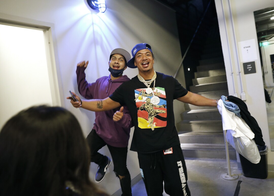 Comedian Erick Esteban, left, and rapper Nump at the Ford.