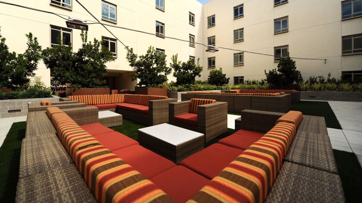 One of the outdoor spaces in the six-building project.