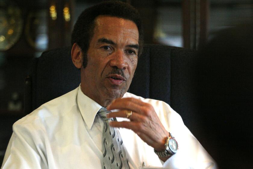 Botswana President Ian Khama in his office in 2010.