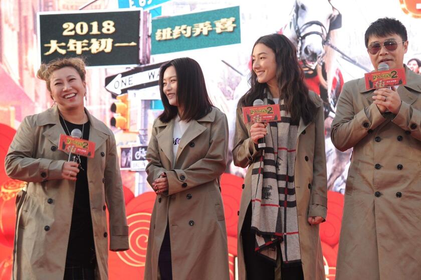 SHANGHAI, CHINA - FEBRUARY 06: (CHINA MAINLAND OUT)Chen Sichen, Wang Baoqiang and Liu Haoran promote for their new film "Detective Chinatown 2" on 06th February, 2018 in Shanghai, China..(Photo by TPG/Getty Images) ** OUTS - ELSENT, FPG, CM - OUTS * NM, PH, VA if sourced by CT, LA or MoD **