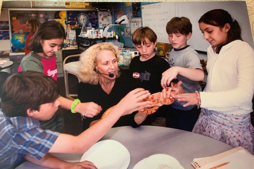 Cathy Isom, science teacher at Torrey Pines Elementary School, is pictured here in 2005 