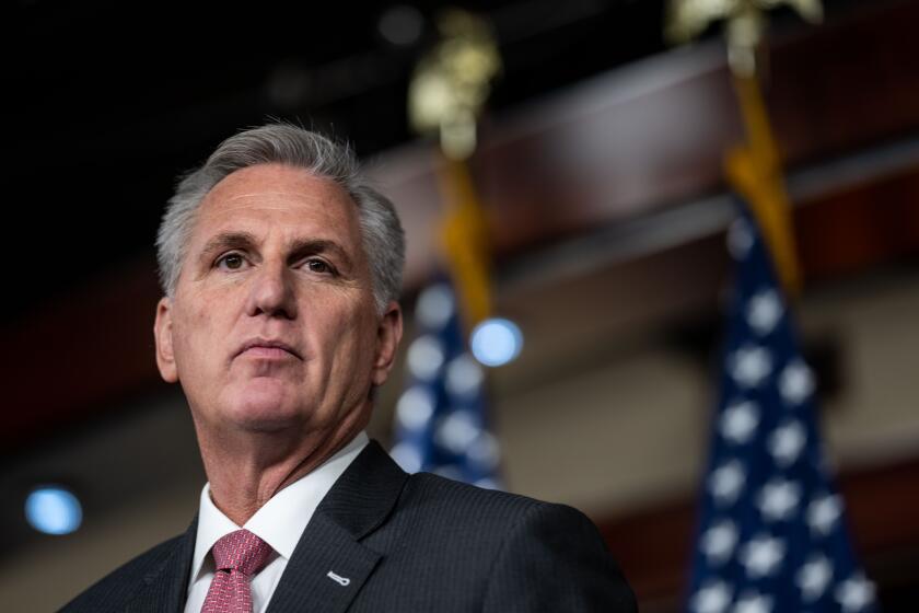 WASHINGTON, DC - NOVEMBER 03: House Minority Leader Kevin McCarthy (R-CA) speaks during a news conference on Wednesday, Nov. 3, 2021 in Washington, DC. (Kent Nishimura / Los Angeles Times)