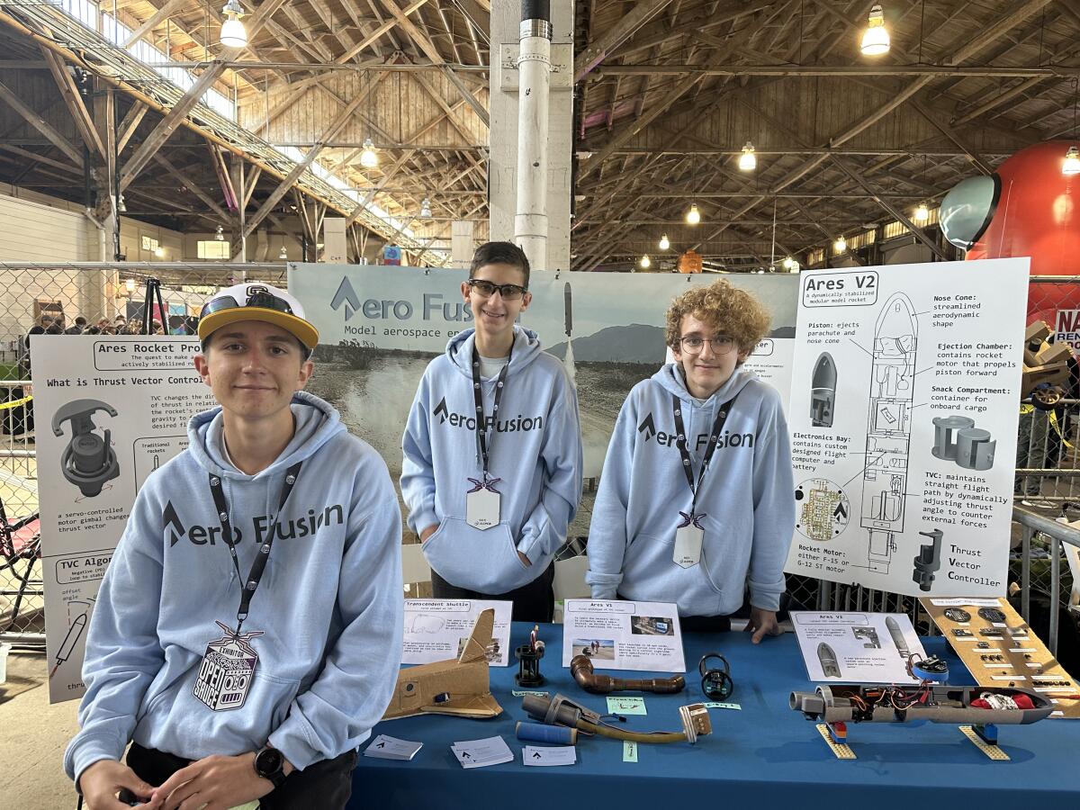 Matthew Iannitelli, Miles Krawitz, and Braxton Herold exhibit at Open Sauce 2023.