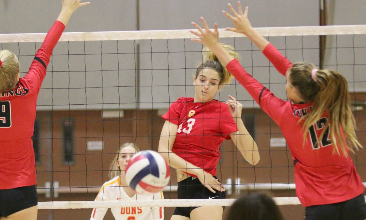 .Senior Lindsey Miller is big in the middle for Cathedral Catholic.