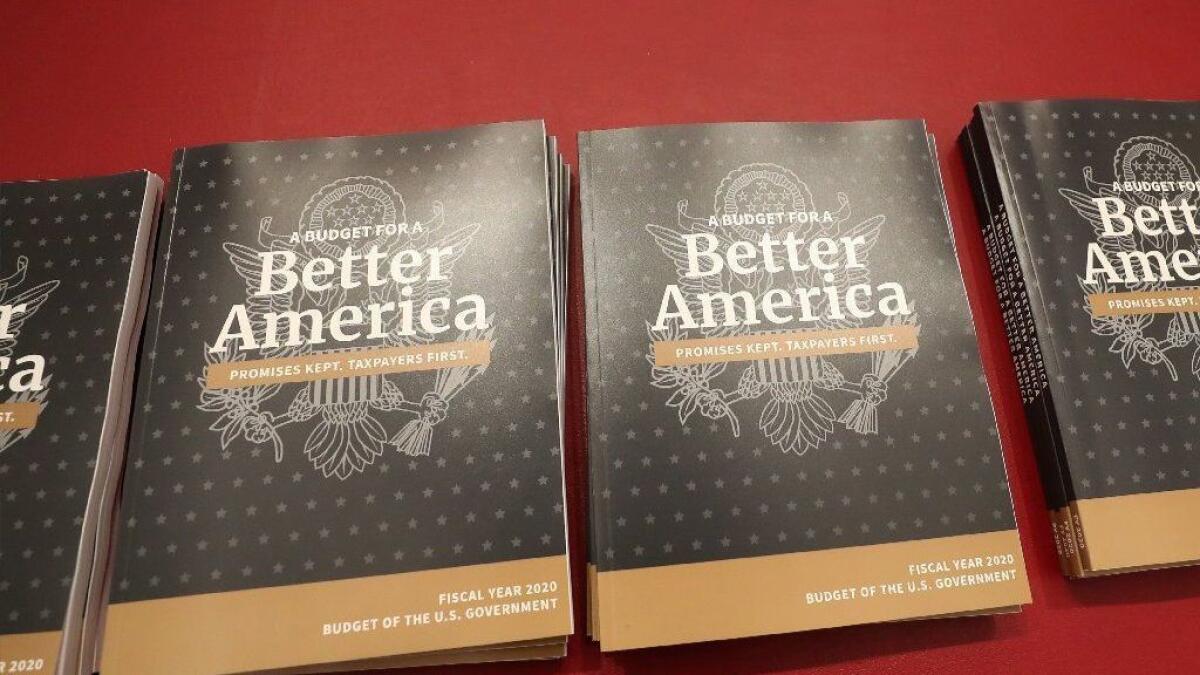 Copies of President Trump's new budget for fiscal year 2020 were delivered to the House Budget Committee on Monday.