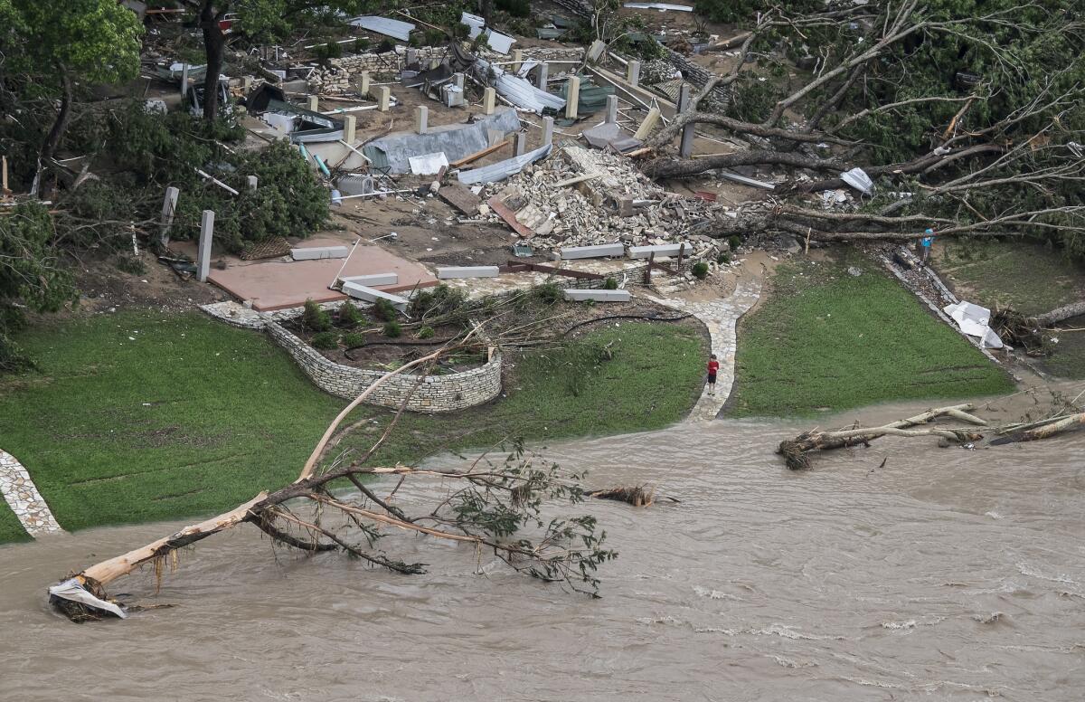 Destruction along the Blanco River in San Marcos, Texas, during a storm in May.