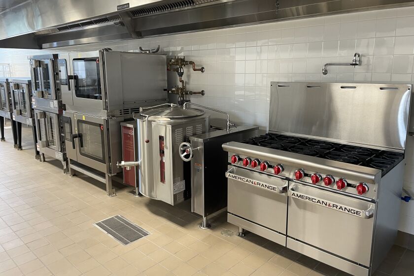 Inside DMUSD's new central kitchen at Pacific Sky School.