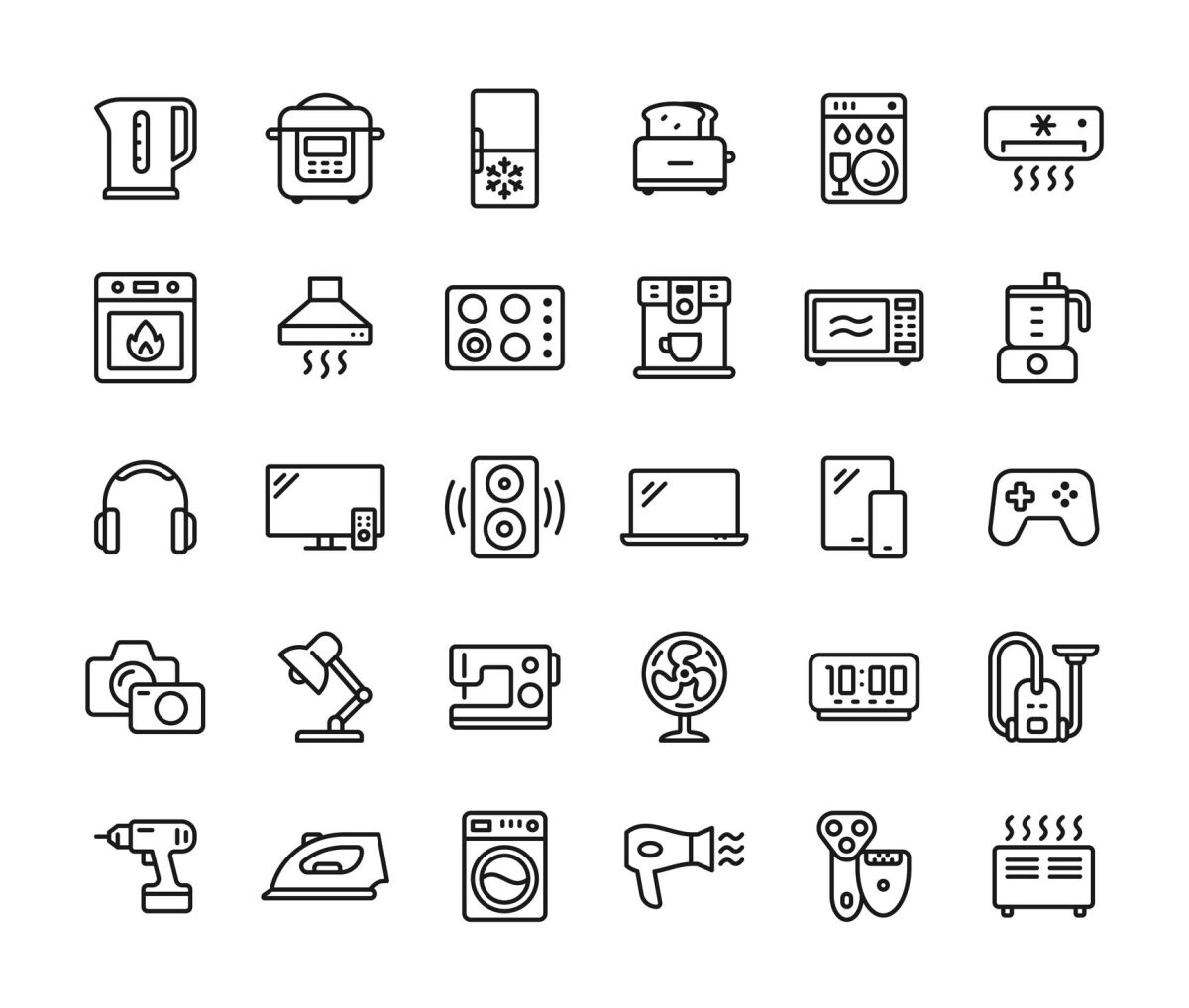An illustration of household gadgets.