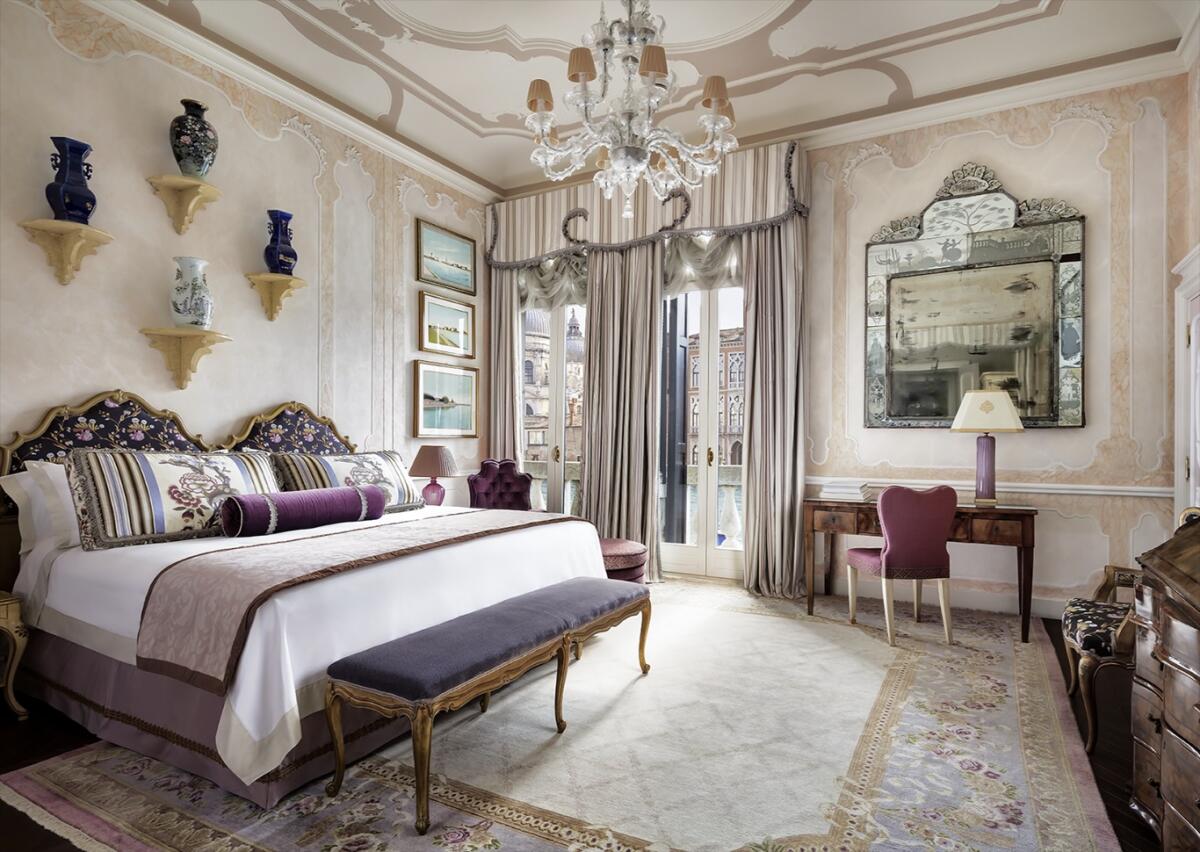 A luxury bedroom in the Gritti Palace