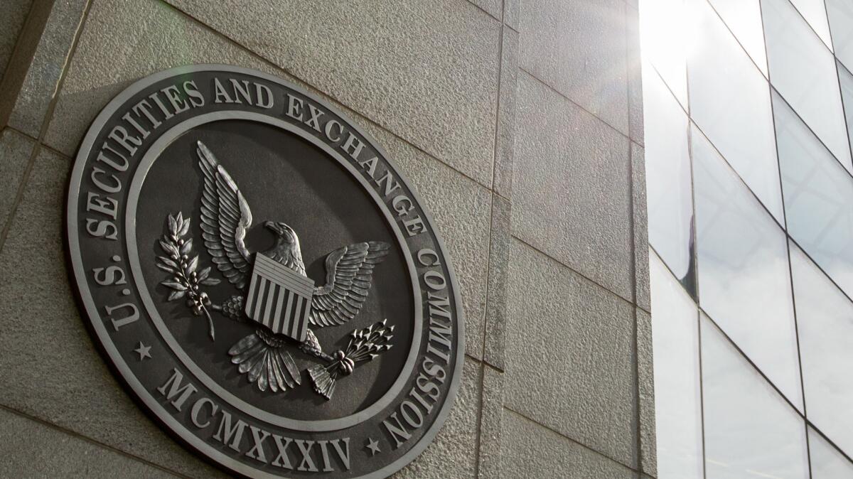 The U.S. Securities and Exchange Commission seal can be seen at its headquarters in Washington, D.C.