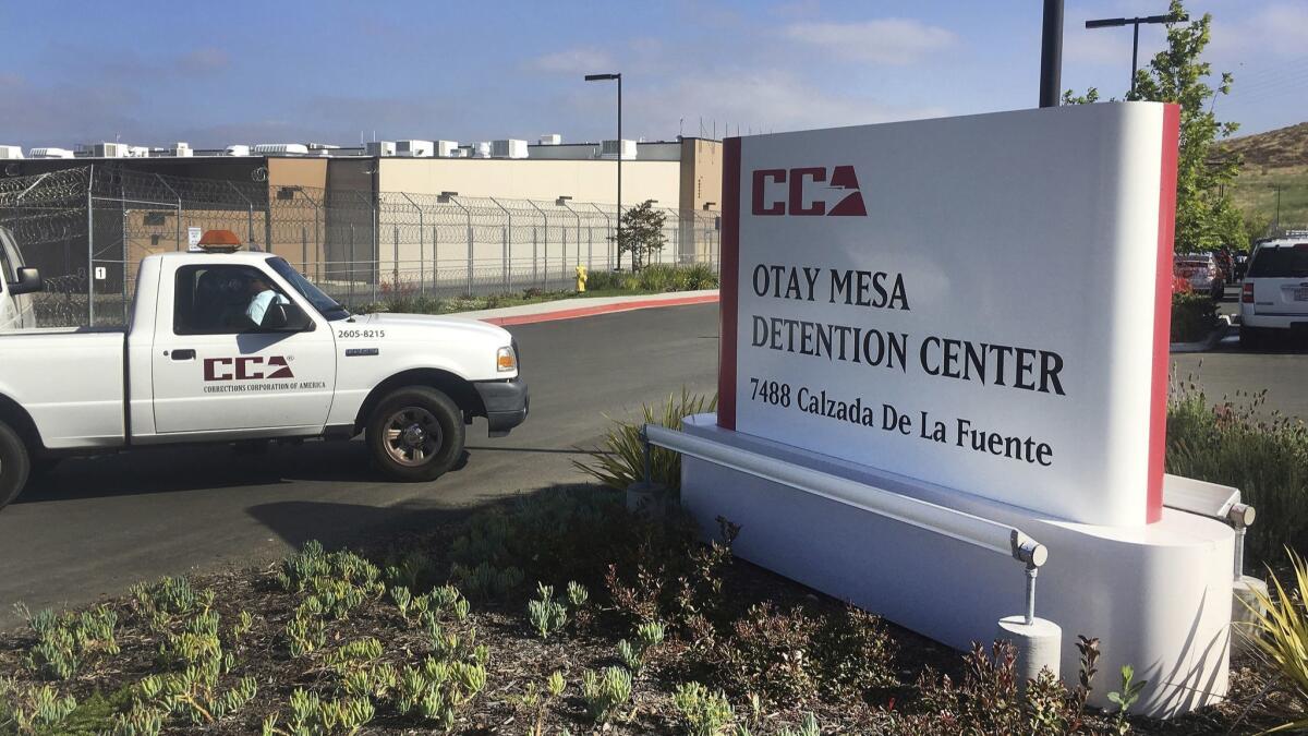 A vehicle drives into the Otay Mesa detention center in San Diego on June 9, 2017.