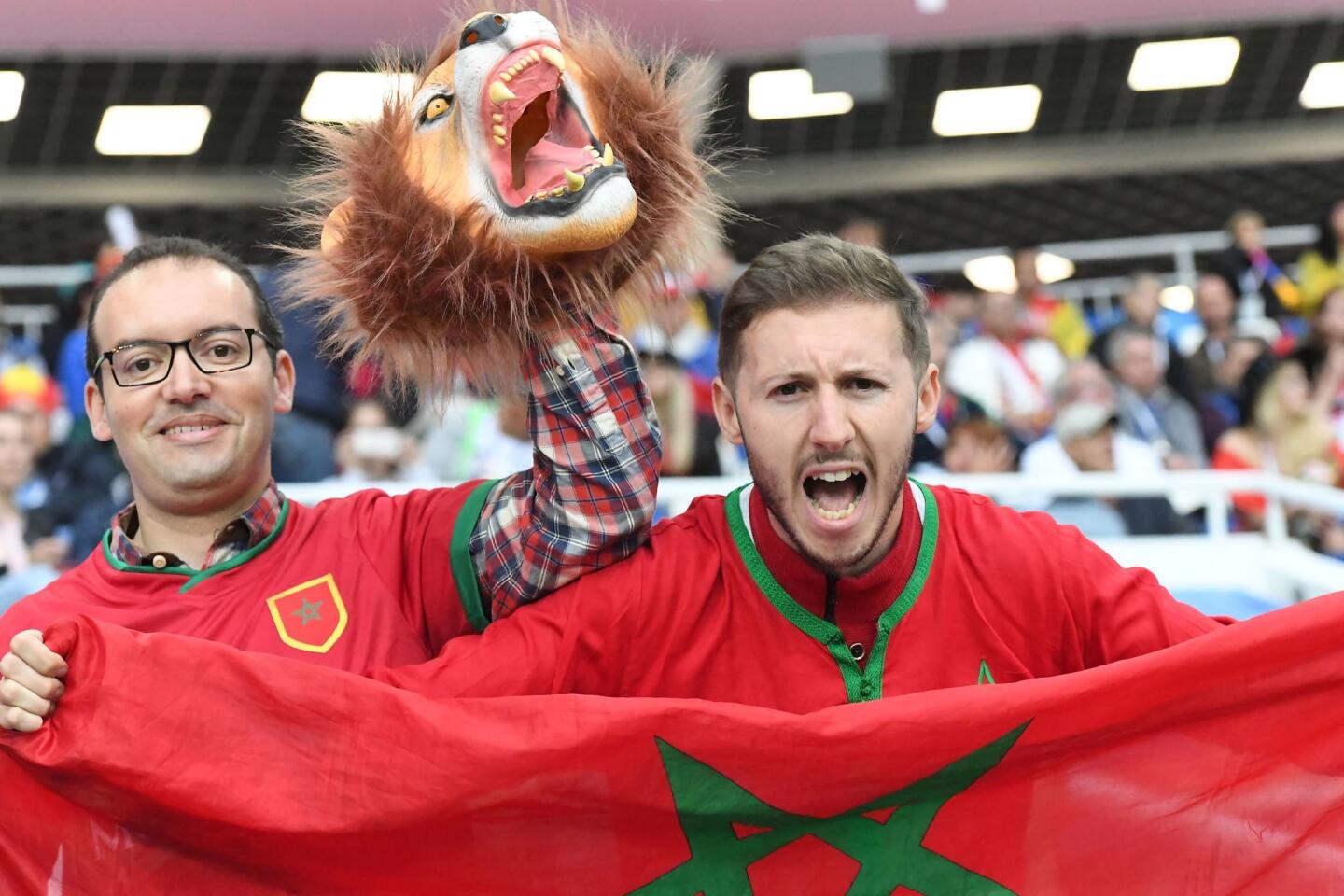 La afición de Marruecos animó con todo a su selección en Rusia.
