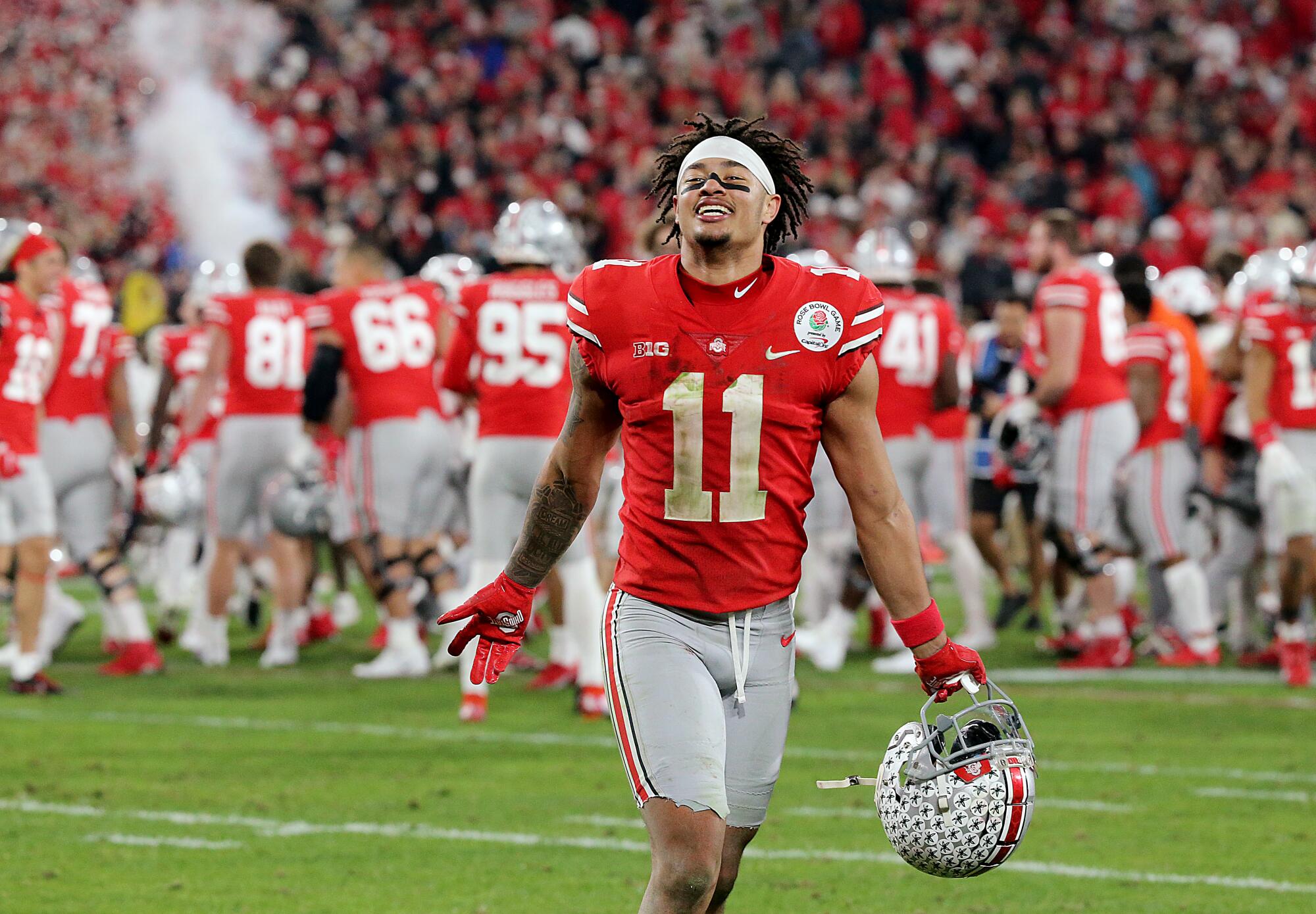 Ohio State wide receiver Jaxon Smith-Njigba celebrates.