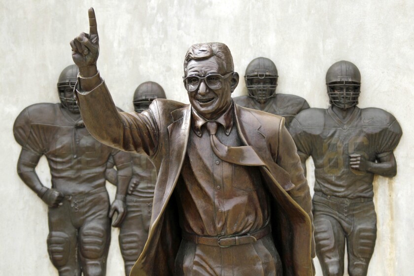 The statue of former Penn State coach Joe Paterno outside of Beaver Stadium was taken down in 2012 in the wake of the Jerry Sandusky child molestation scandal, but some are pushing for its restoration.