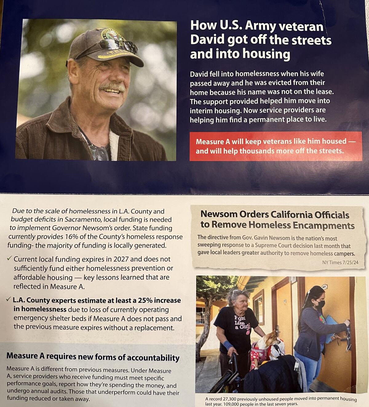 A flier promoting a homelessness ballot measure