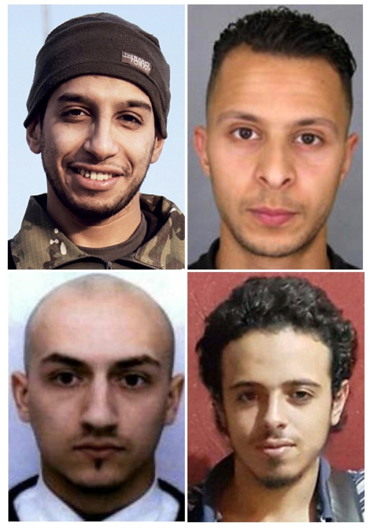 Some of the suspects in the Paris attacks: From left, Abdelhamid Abaaoud, Salah Abdeslam, Bilal Hadfi and Samy Amimour.