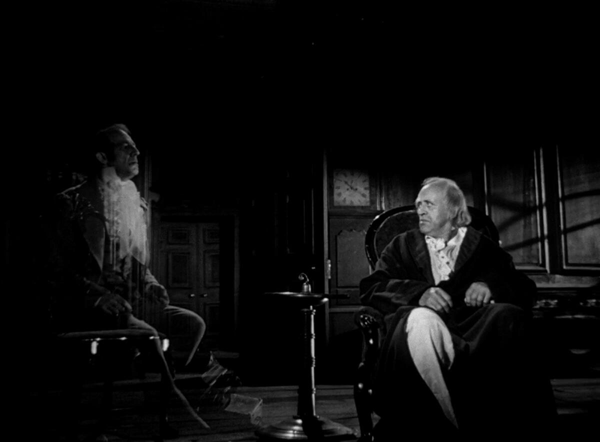 Michael Hordern and Alastair Sim in 1951's "A Christmas Carol." (American Movie Classics)