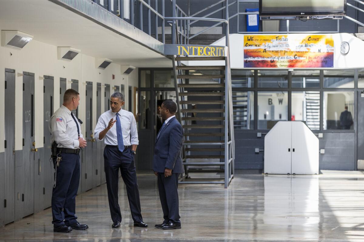 President Obama speaks during a tour of the El Reno Federal Correctional Institution in El Reno, Okla. July 16.