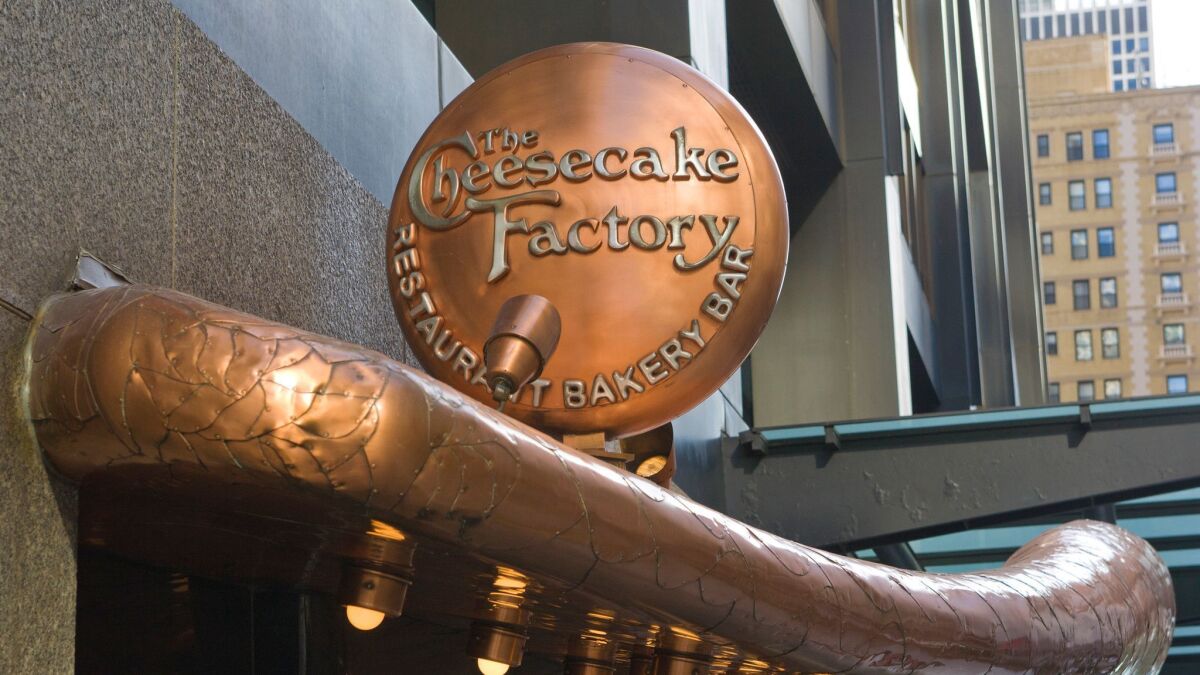 A state investigation found that janitors at eight Southern California Cheesecake Factory restaurants worked without proper rest or meal breaks. Above, a Cheesecake Factory in Chicago.