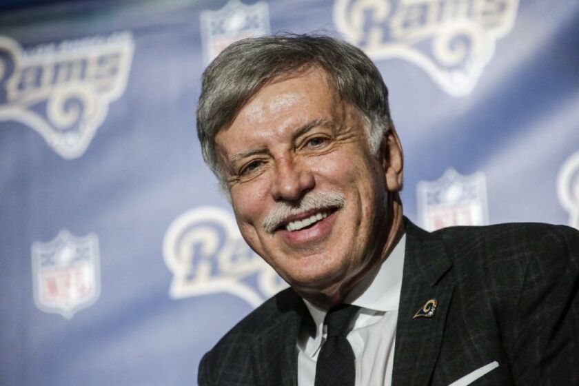 Los Angeles Rams owner Stan Kroenke smiles during a news conference to celebrate his team's return to Los Angeles.