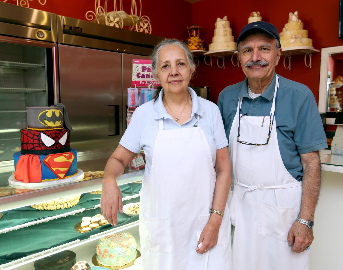 Cakery Bakery owners Ray and Zora Yasseri, who will close shop Dec. 15 are shown in their Foothill Boulevard bakery in La Cañada on Tueday.