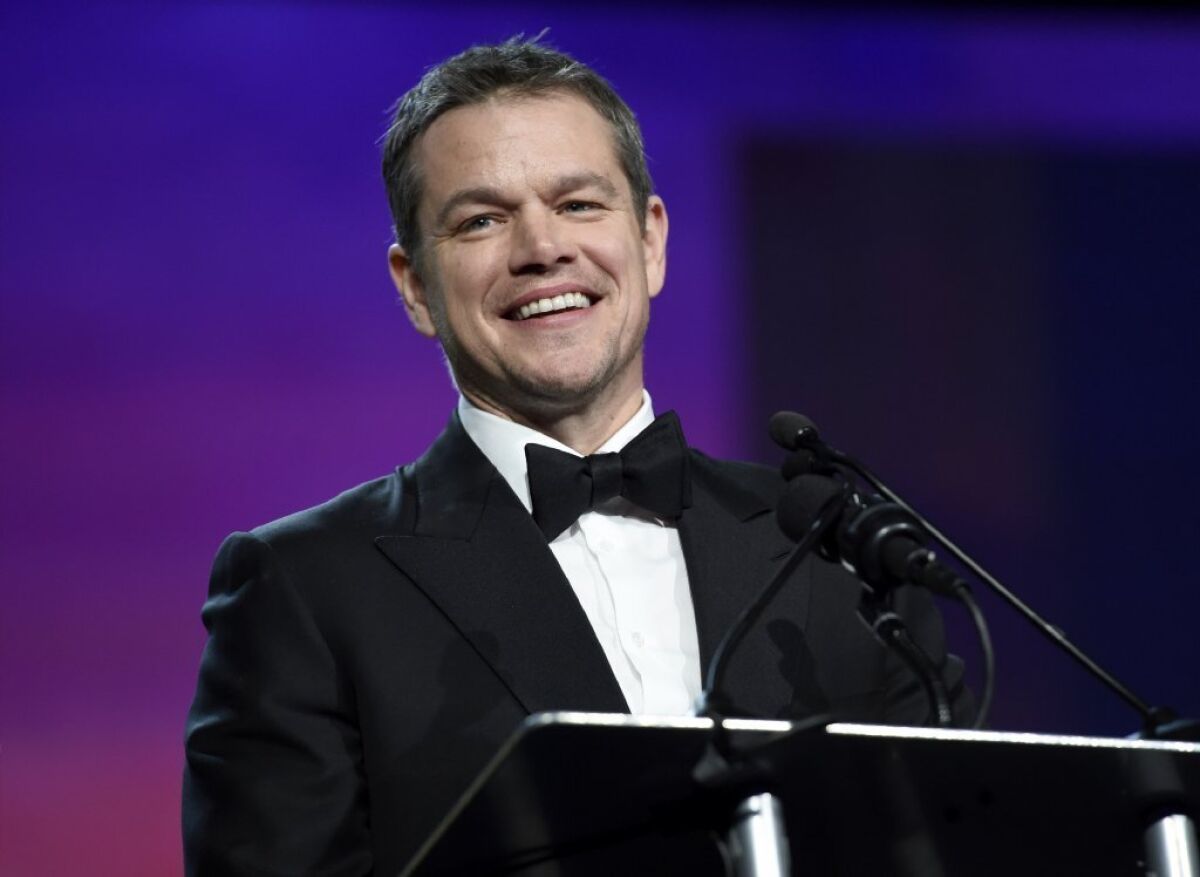 Matt Damon wins the Golden Globe for lead actor in a musical or comedy motion picture Sunday evening for "The Martian."