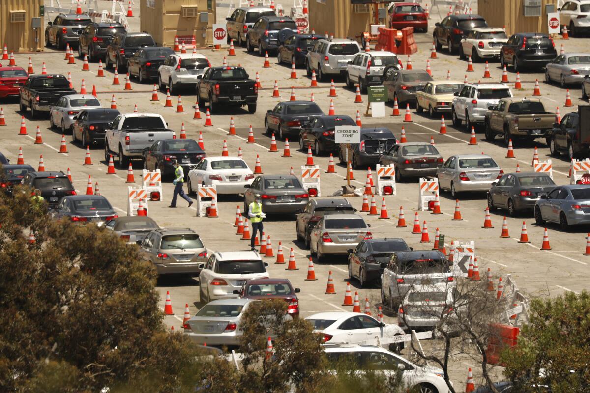 Coronavirus testing at Dodger Stadium earlier this month