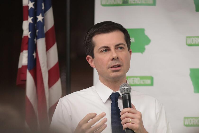 FORT DODGE, IOWA - APRIL 14: Democratic presidential candidate and South Bend, Indiana Mayor Pete Buttigieg hosts a town hall meeting at the Lions Den on April 15, 2019 in Fort Dodge, Iowa. This was Buttigiegs first visit to the state since announcing that he was officially seeking the Democratic nomination during a rally in South Bend on Sunday. (Photo by Scott Olson/Getty Images) ** OUTS - ELSENT, FPG, CM - OUTS * NM, PH, VA if sourced by CT, LA or MoD **