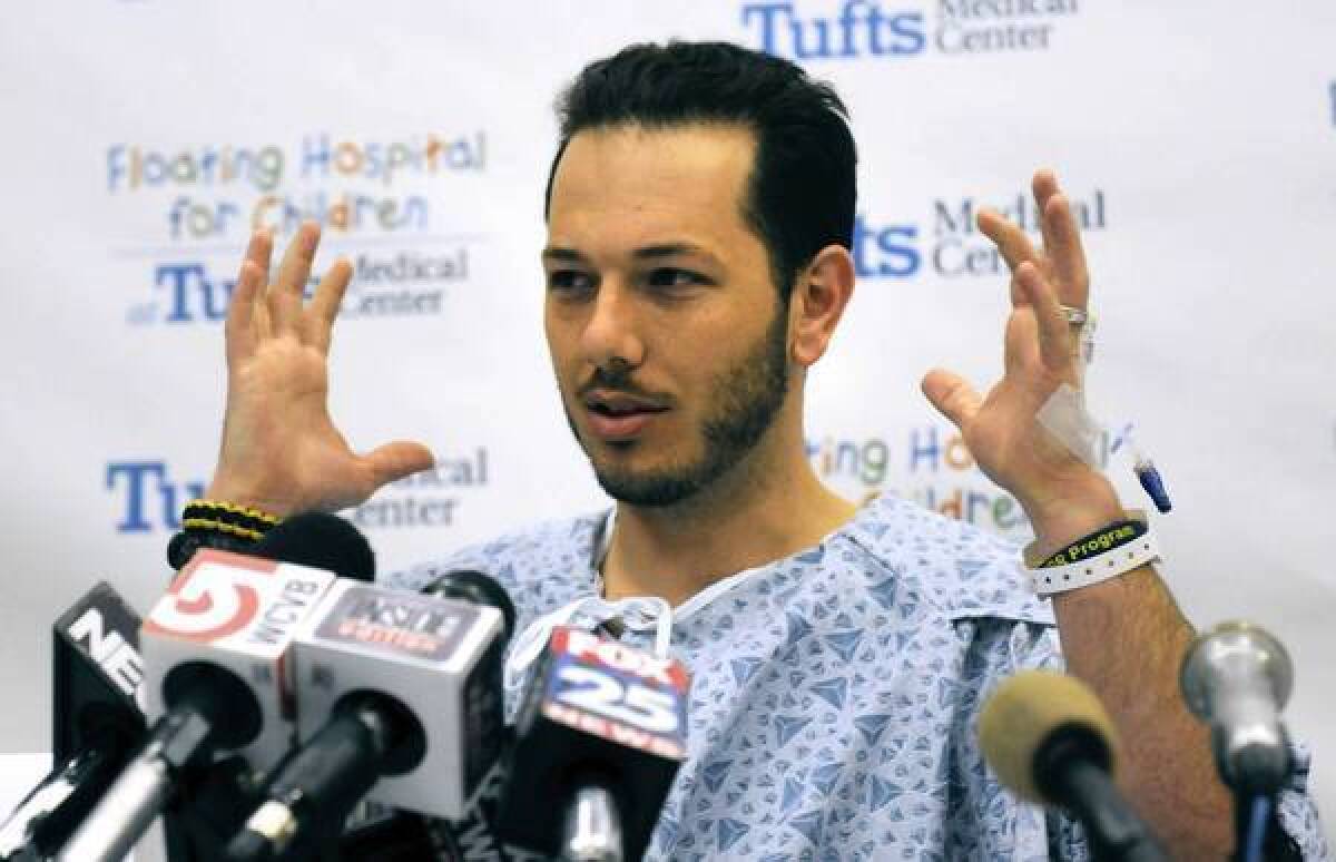 Nicholas Yanni describes the Boston Marathon blast that left him without hearing for a time and nearly cost his wife, Lee Ann, one of her legs. Now both are home intent on full recovery and hoping to see justice done in the case.