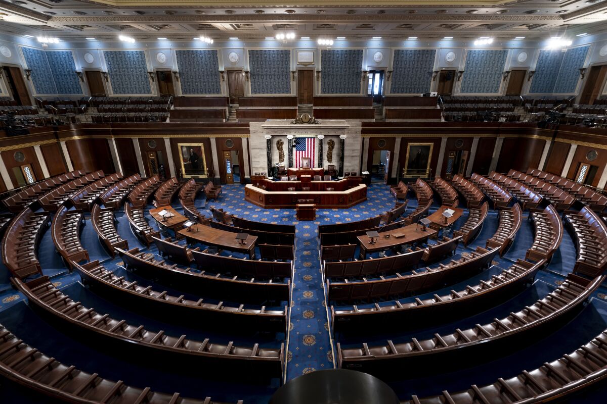 FILE - The chamber of the House of Representatives is seen at the Capitol in Washington, Feb. 28, 2022.