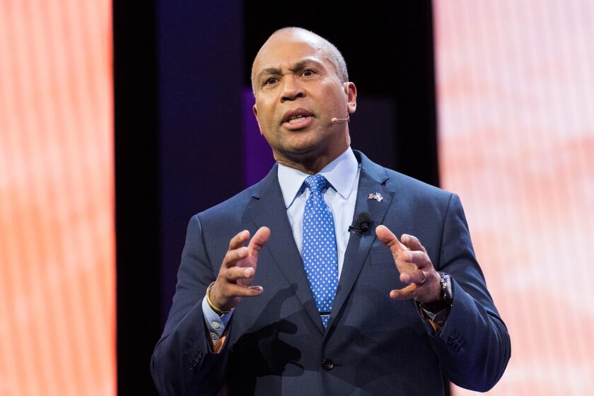 WASHINGTON, DC, UNITED STATES - 2018/03/05: Deval Patrick, Former Governor of Massachusetts, speaking at the AIPAC (American Israel Public Affairs Committee) Policy Conference at the Walter E. Washington Convention Center. (Photo by Michael Brochstein/SOPA Images/LightRocket via Getty Images)